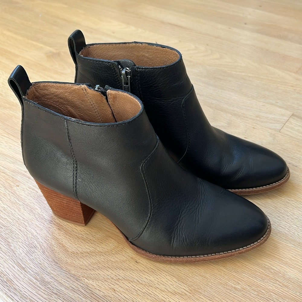 Madewell The Brenner Boot Black Leather Size 7
